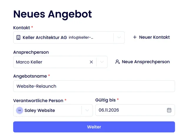 Saley: neues Angebot für einen Kontakt mit Ansprechperson und verantwortlicher Person